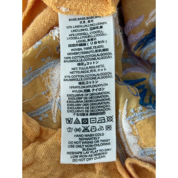 Free People Love Letter Top Embroidered Yellow Boho Cotton Oversized Womens S - Picture 8 of 8